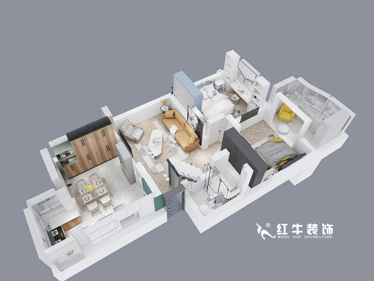 朱明琪_龙蟠花苑8-25-701-86㎡-北欧风格_一层鸟瞰